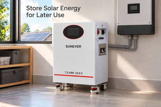 SUNEVER 7.68kWh 25.6V 300Ah LiFePO4 литийная солнечная батарея для домашнего хранения энергии и резервного питания вне сети