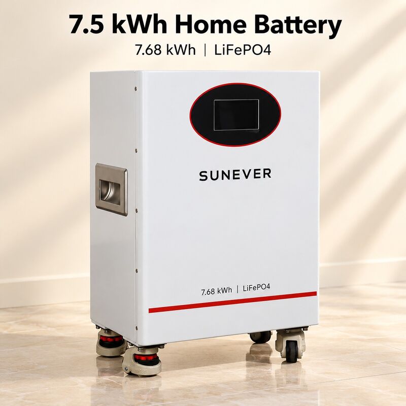 SUNEVER 7.68kWh 25.6V 300Ah LiFePO4 литийная солнечная батарея для домашнего хранения энергии и резервного питания вне сети